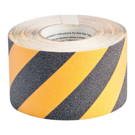 Brady Brady Anti-Slip Black/Yellow Striped Tape Roll, 4" x 60 Feet 78149